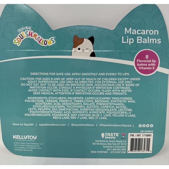 Squishmallows 8 Pack Assorted Flavored Macaron Lip Balms NEW - Picture 3 of 3